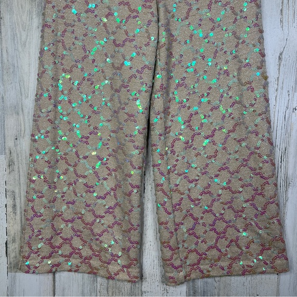 NEW! Anthropologie Sequin Showstopper Wide Leg Pants - Picture 4 of 17